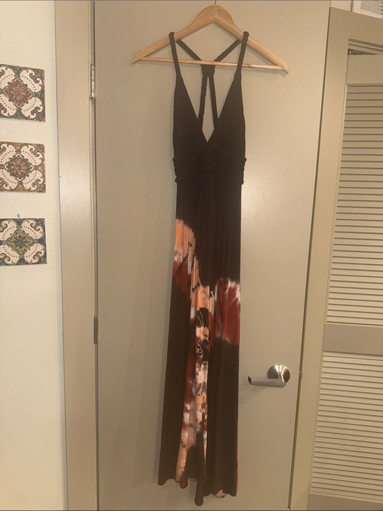 Sky Dresses & Skirts - Sky Brown Tie-Dye Maxi Dress with Strappy Back